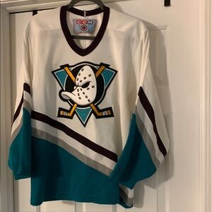 CCM Teal and White Men's Hockey Jersey